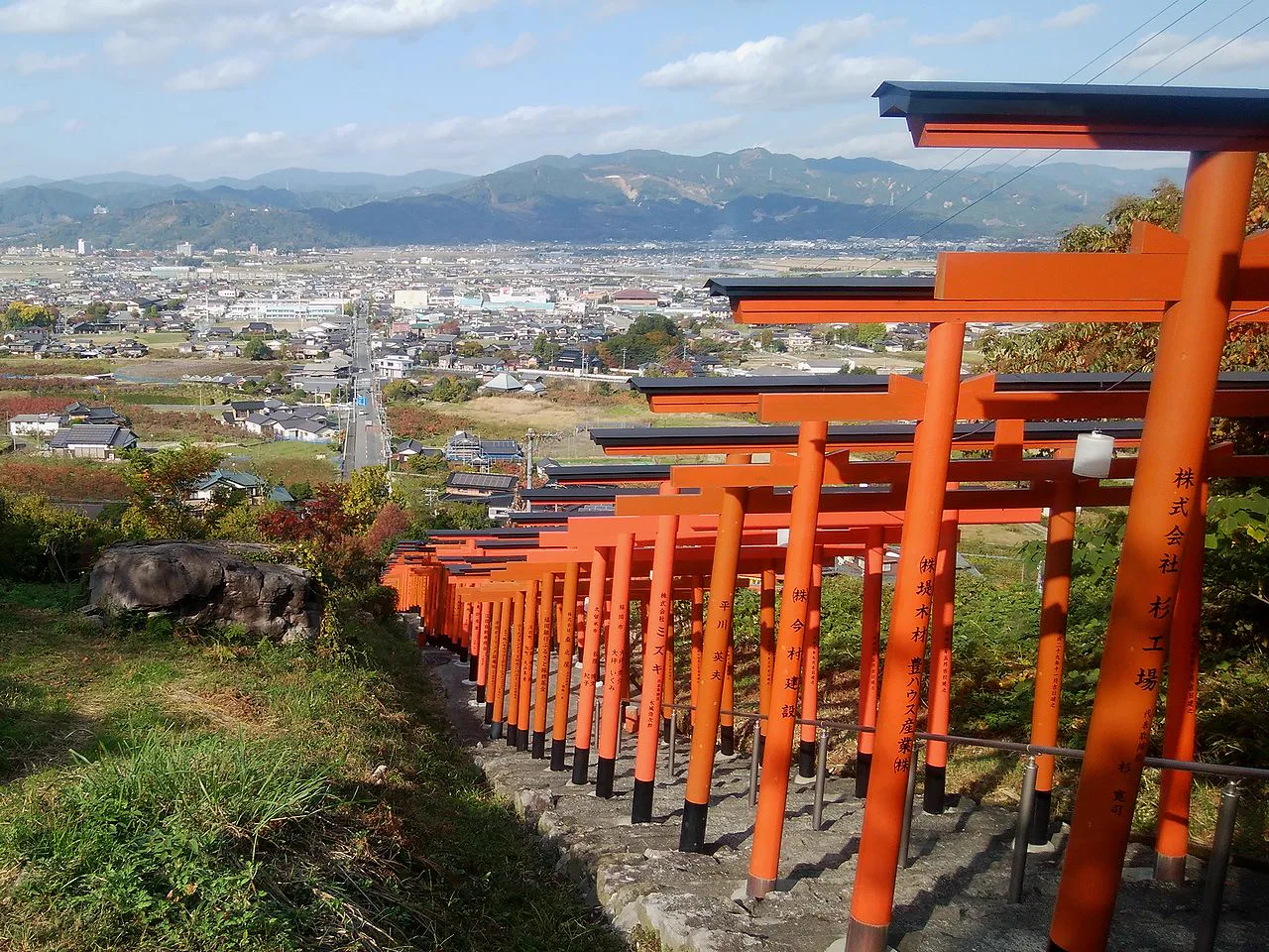 從浮羽稻荷神社望向(うきは)市區與筑後平野