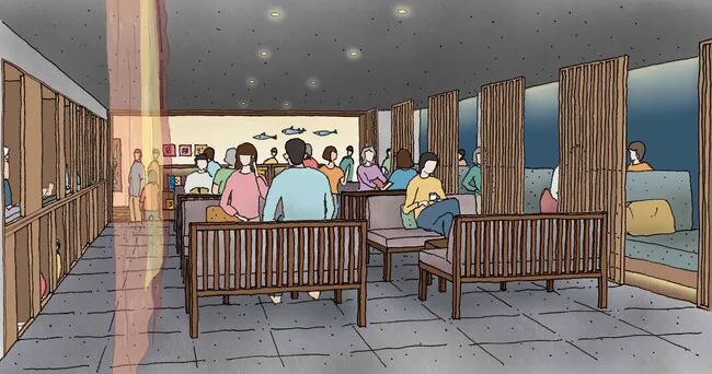 白壽之湯2024年改裝發布中展示的新館內休息與體驗空間